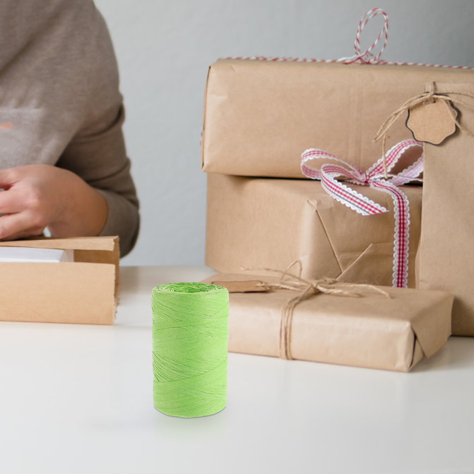 Papercraft Supply Ribbon - ริบบิ้นกระดาษราฟเฟียสีสันสดใสสำหรับงานประดิษฐ์ DIY ใช้สำหรับผูกกล่องของขวัญ ตกแต่งดอกไม้ และเชือกตกแต่ง