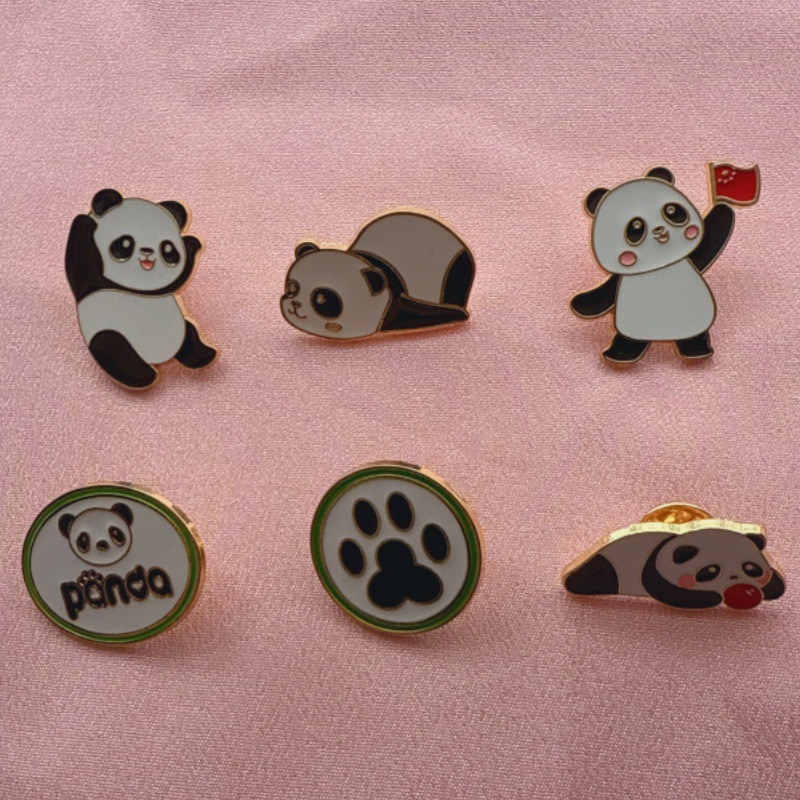 Event Supplies - 6 ชิ้นการ์ตูนจีนแพนด้าเข็มกลัดฤดูใบไม้ร่วง/ฤดูหนาวเสื้อผ้าอุปกรณ์เสริมเข็มกลัดผู้ชายและผู้หญิงตกแต่งกระเป๋าเป้สะพายหลังของขวัญ