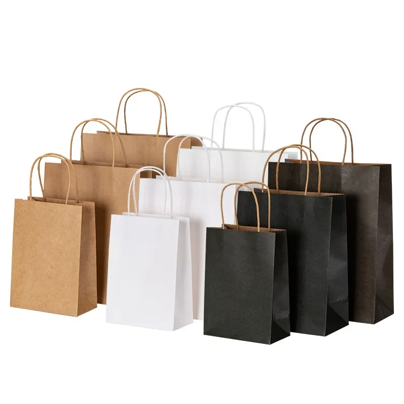 Party Event Supply Store - 10/20/30/40/50 ชิ้น/ล็อต ถุงกระดาษคราฟท์พร้อมหูหิ้ว ถุงบรรจุภัณฑ์ของขวัญสำหรับร้านค้า เสื้อผ้า งานแต่งงาน