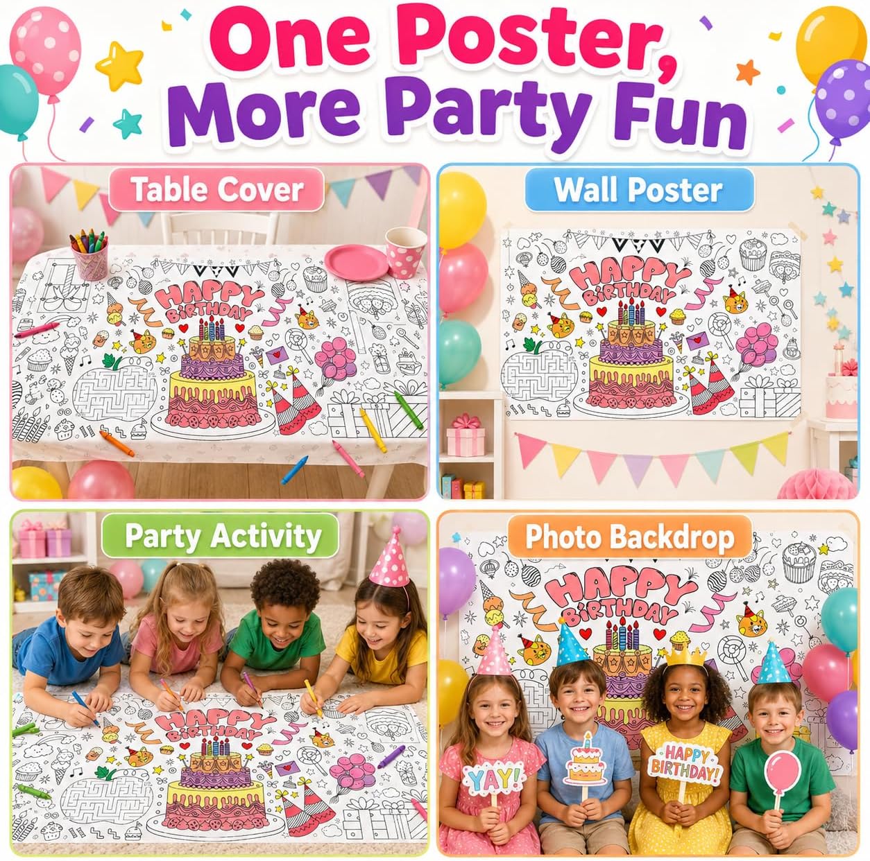 โปสเตอร์ระบายสีขนาดใหญ่สำหรับเ - Table Cloth Disposable บทวิจารณ์และราคา