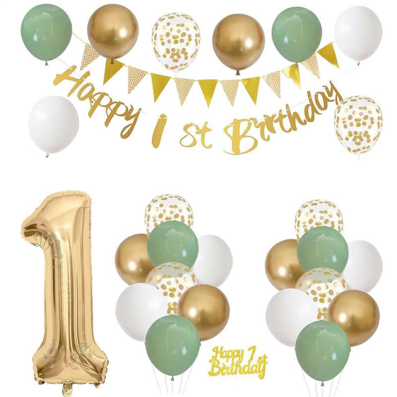 28 ชิ้นวันเกิดชุดตกแต่งฟอยล์บอ - Party Banner Gold บทวิจารณ์และราคา