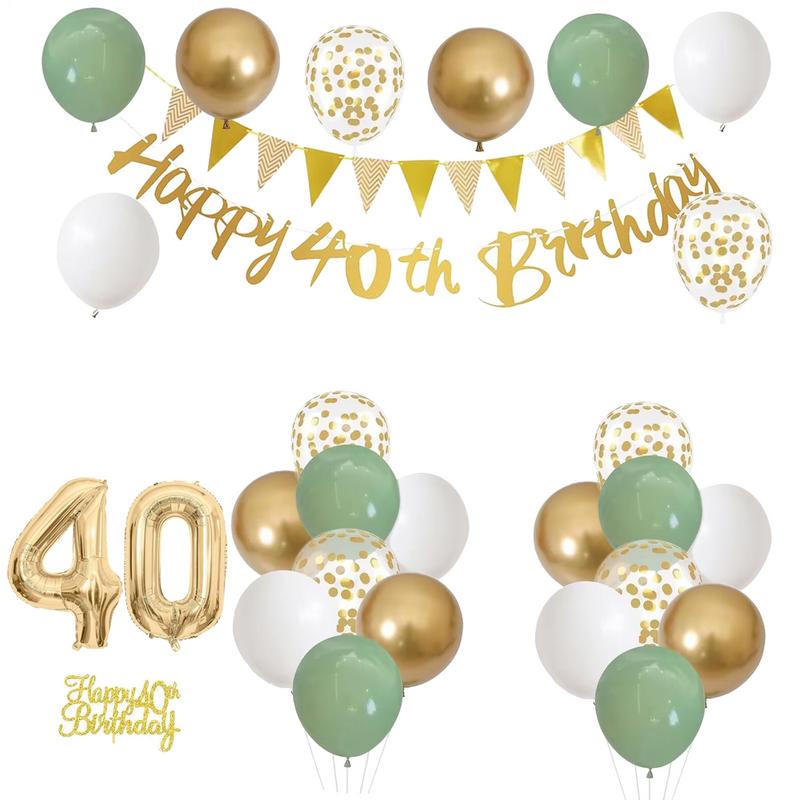 28 ชิ้นวันเกิดชุดตกแต่งฟอยล์บอ - Party Banner Gold บทวิจารณ์และราคา